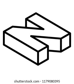 
Attractive alphabet having 3d effects, 3d n 
