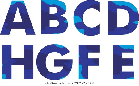 Un atractivo alfabeto y números compuestos en azul
