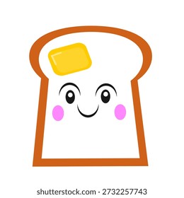 Pan blanco animado atractivo con un estilo de ilustración de dibujos animados y expresiones divertidas. Perfecto para el contenido infantil, las redes sociales, la marca de alimentos o imágenes de animación creativas y llamativas.