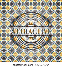 Attractive arabesque style emblem. arabic decoration.