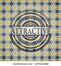 Attractive arabic emblem background. Arabesque decoration.