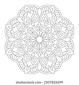 Attractive and artistic mandala design for coloring book, tattoo design, wall art, simple mandala art, Design for a wallpaper Paint shirt and tile Sticker Design, vector file