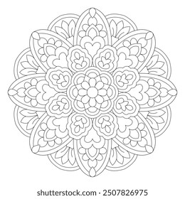 Attraktive und künstlerische Mandala-Design zum Färben Buch, Tattoo-Design, Wandkunst, einfache Mandala-Kunst, Design für eine Tapete Paint Shirt und Fliese Sticker Design, Vektorgrafik