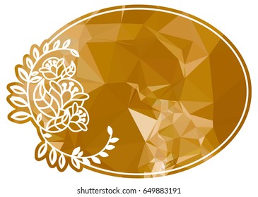 Attractive background with mosaic pattern. Decorative oval frame. Copy space. Vector clip art.