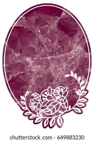 Attractive background with mosaic pattern. Decorative oval frame. Copy space. Vector clip art.