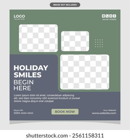 Attractive banner template design school holiday theme unique color