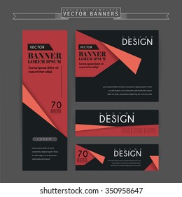 attractive banners set template design with origami elements