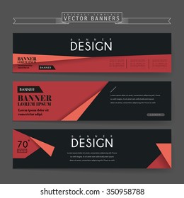 attractive banners set template design with origami elements