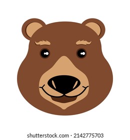 Attractive bear face isolated on a white background..Vector animal muzzle can be used in textiles, postcards, notebooks.