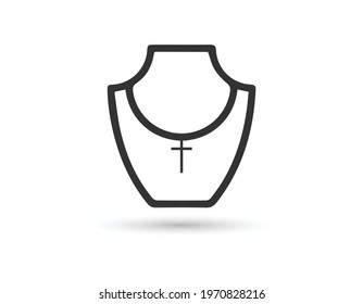 Attractive and beautiful christian woman and girl with crucifix and christian cross on necklase. Physical beauty, attractiveness and religion and religious symbol. Vector illustration.