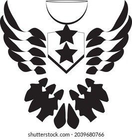 Attractive black bird logo for background and award icon