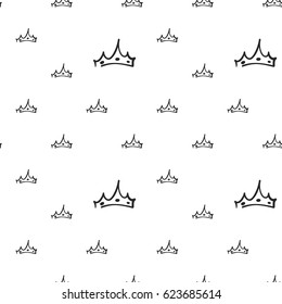 Attractive black crown vector seamless pattern background. Beautiful illustration with hand drawn crowns. Stylish fashion backdrop for invitation and wedding decoration design.