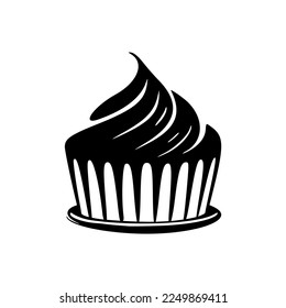 Atractivo logotipo de torta blanca y negra. Ideal para panaderías, pastelerías y cualquier negocio relacionado con postres y dulces.