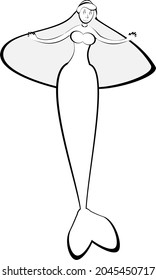 Attractive black and white color  little Mermaid, This image can use for icon and sign or symbol.