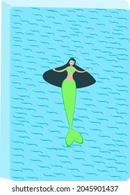 Attractive black and white color  little Mermaid, This image can use for icon and sign or symbol.