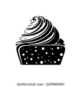 Atractivo logo de quequitos en blanco y negro. Bien por las impresiones.