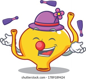 An attractive bladder cartoon design style playing juggling