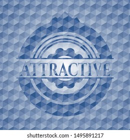 Attractive blue hexagon badge. Vector Illustration. Detailed.