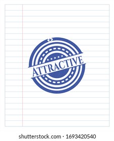 Attractive blue ink pen emblem. Vector Illustration. Detailed.