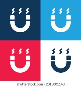 Attractive blue and red four color minimal icon set