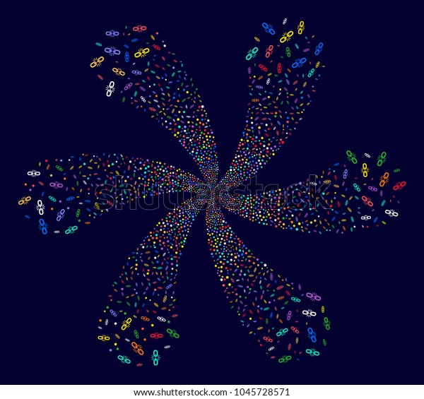 Attractive Break Chain Link swirl flower with 6\
petals on a dark background. Impressive spiral designed from random\
break chain link\
items.