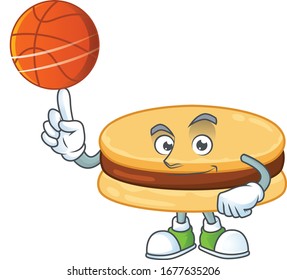 Attractive brown alfajor cartoon design with basketball