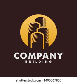 attractive building logo - vector illustration of design on a dark background