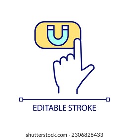 Attractive button RGB color icon. Call to action click. User interaction. UI and UX design. Isolated vector illustration. Simple filled line drawing. Editable stroke. Arial font used