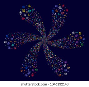 Attractive Certificate explosion burst on a dark background. Impressive cluster designed from randomized certificate symbols.