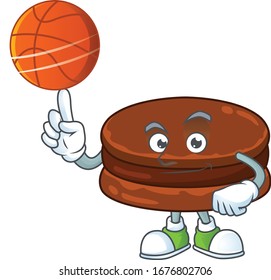 Attractive chocolate alfajor cartoon design with basketball