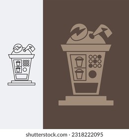 attractive coffee vending machine, logo design template sign. monoline style and silhouette stylish.