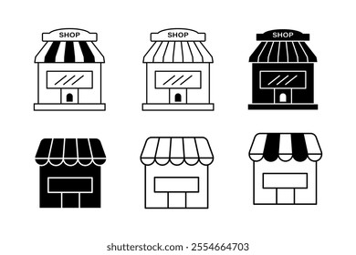 Attractive Collection of Retail Vector Silhouettes for Business Applications, Resourceful Set of Shop Vector Silhouettes for Graphic Art, store, shop, mall, shopping, business, transaction