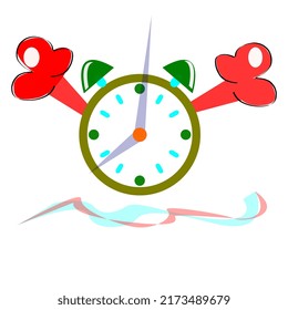 Attractive colorful clock illustration design for learning and motivating children. Simple and meaningful vector. 