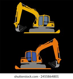 Attractive and colorful vector excavator elements