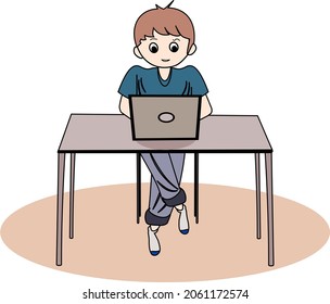 Attractive colorful working boy, This image can use for icon , sign ,symbol and wall paper.