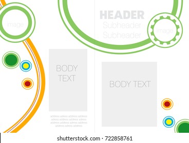 An attractive company profile template with circular and linear swirls which could be used for any graphic design related publications like brochures, fliers and adverts.