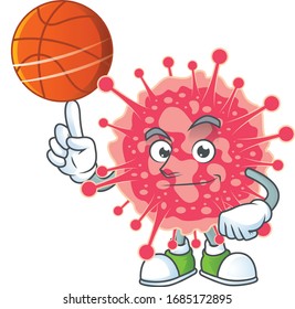 Dibujo de emergencia del coronavirus atractivo con baloncesto