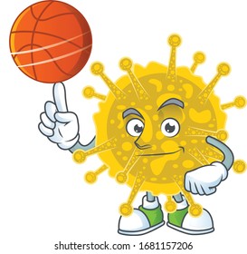 Attractive coronavirus pandemic cartoon design with basketball
