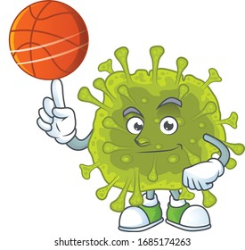 Attractive coronavirus spread cartoon design with basketball