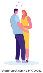 Attractive couple. a man hugs a woman. Concept about people, love and lifestyle. Coloring vector cartoon illustration.