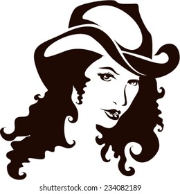 Attractive Cowgirl With Long Curly Hair