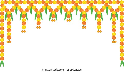 Attractive and creative border design of marigold flowers with some green leaves, this design can be useful for decoration, banner designs, posters and more.
