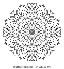 diseño atractivo y creativo de mandala con líneas limpias para el libro de colorear, arte creativo de mandala, diseño de mandala para adultos libro de colorear
