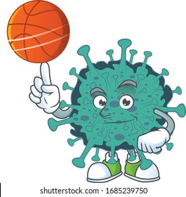 Attractive critical coronavirus cartoon design with basketball