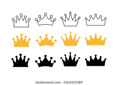 Attractive crown vector illustration sets for captivating visuals, golden crown, crown collection, luxury, elegant, premium, majestic, decorative, crownlike, imagery, ornate, prestigious, affinity