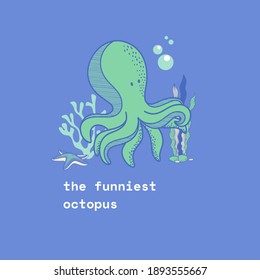 An attractive design with a cute octopus shape is perfect for printing your favorite t-shirts, accessories and mugs