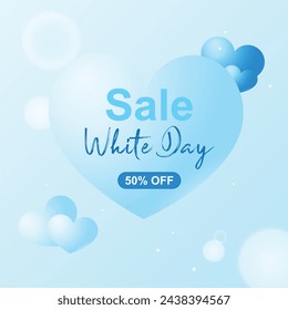 Attractive Design Happy white day sale blue heart​ social media design banner