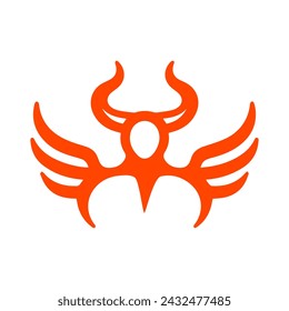 Attractive devil minimalist logo with horns and wings
