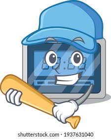 Attractive digital timer caricature character playing baseball