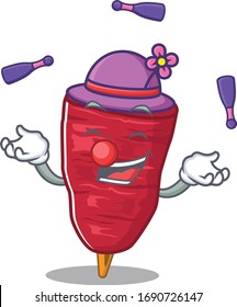An attractive doner kebab cartoon design style playing juggling